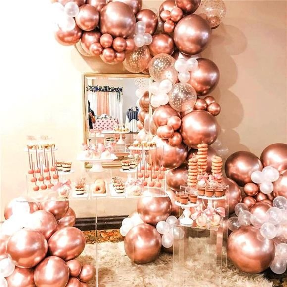 Metallic Rose Gold Balloon Garland Arch Kit 100 Pack 18/12/10/5Inch Late Balloon - Picture 4 of 7